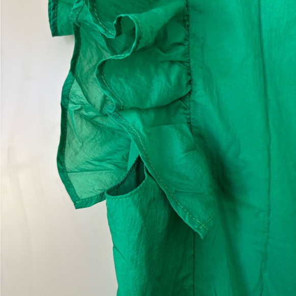 Amanda Uprichard size M Dress Elegant Green Ruffled Tiered Midi - Picture 6 of 7